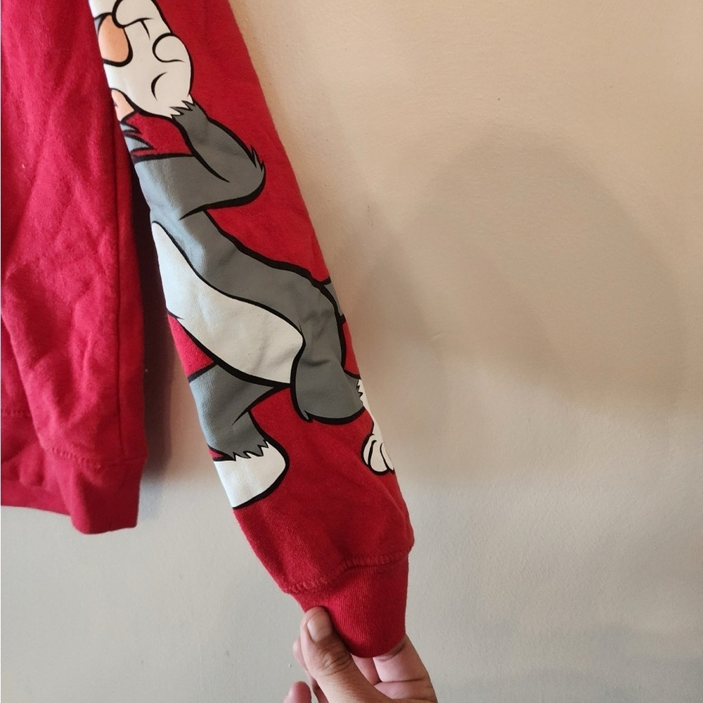 Tom And Jerry Sweatshirt Womens Large Red Long Sleeve Graphic Pullover xs - Picture 3 of 5